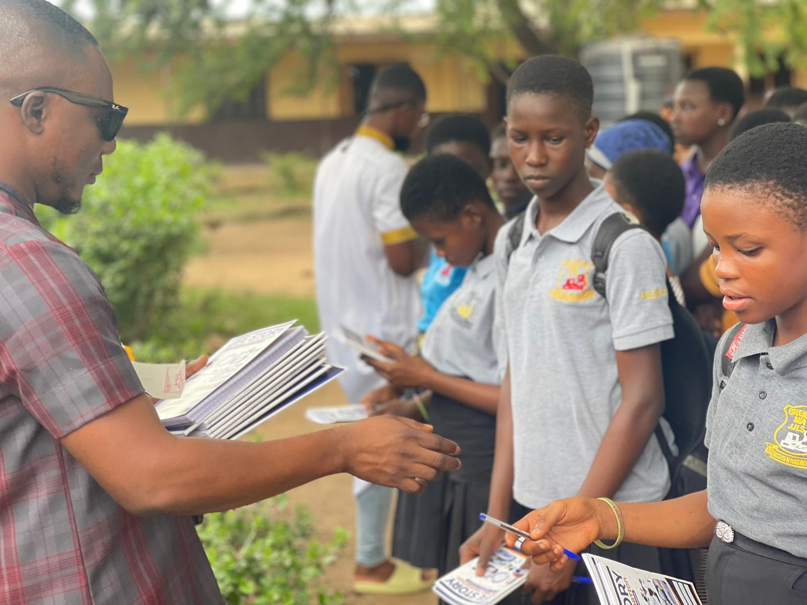 Exercise books and pens donated to pupils at Breman M/A Basic School, Kumasi